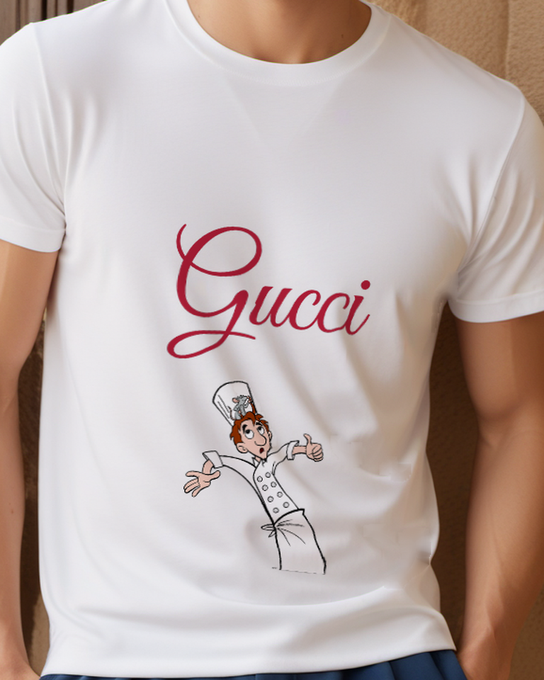 Light Gray Chef Open Armed White Jacket Graphic T-Shirt - model wearing view