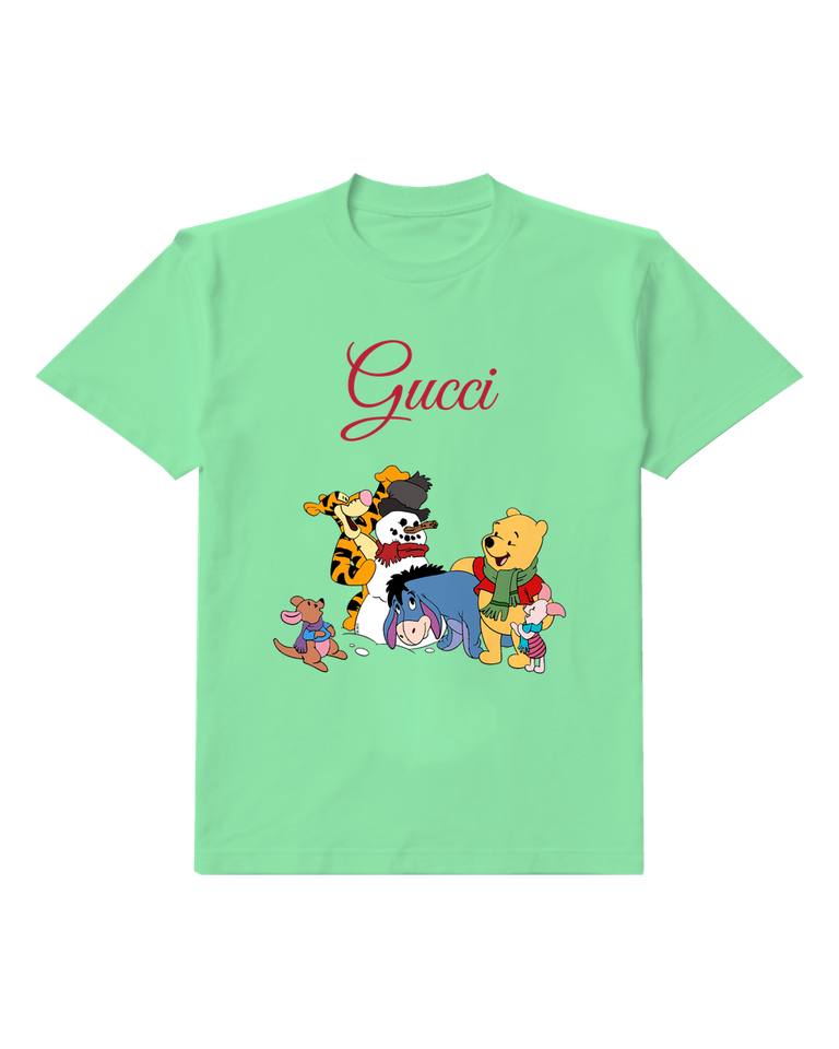 Sage Green Tigger Leaps Joyfully Beside Snowman Graphic T-Shirt - front product view
