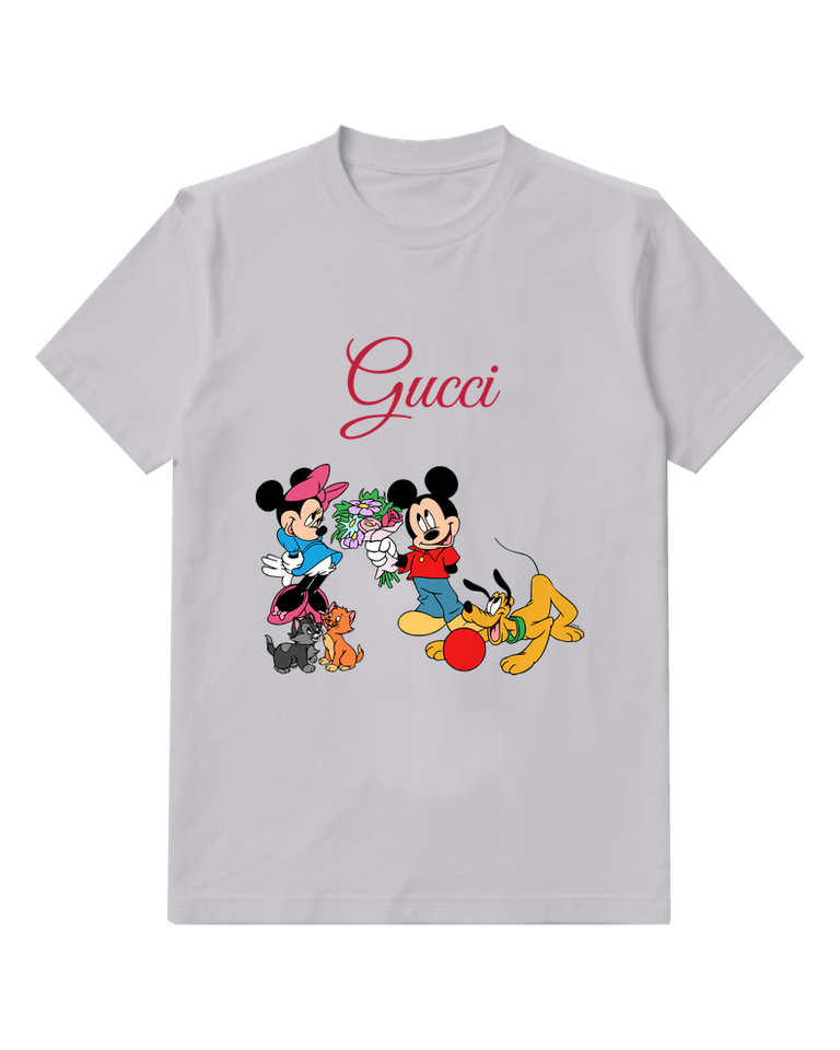 Light Gray Mickey Offers Flowers To Minnie Graphic T-Shirt - front product view