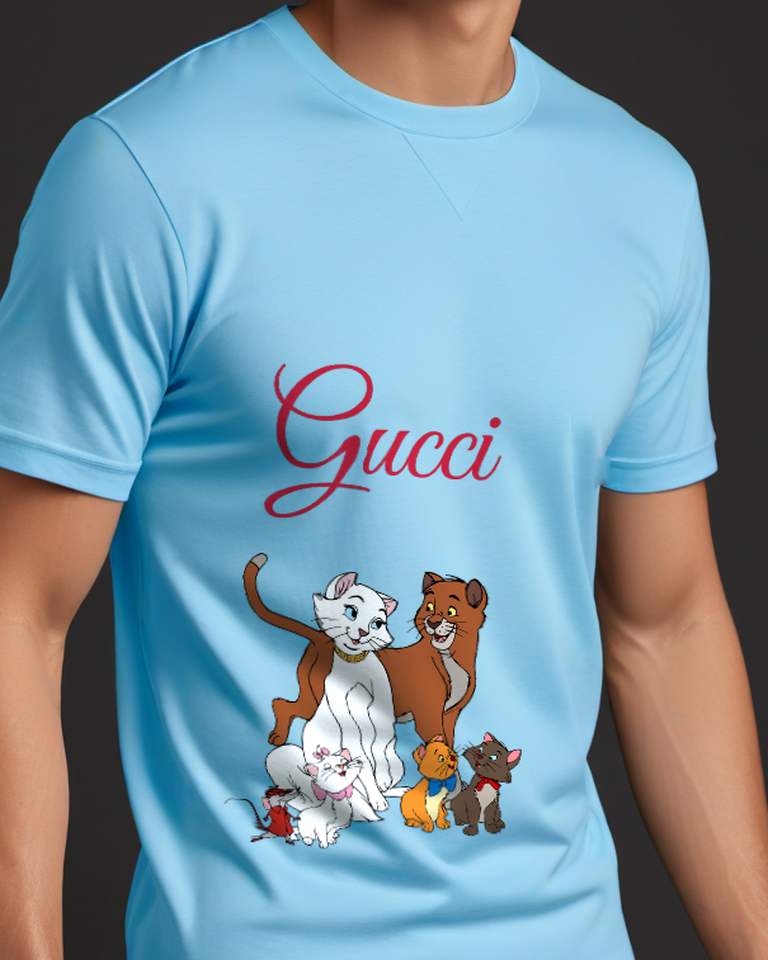 Sky Blue Duchess Toulouse And Roquefort Together Graphic T-Shirt - model wearing view