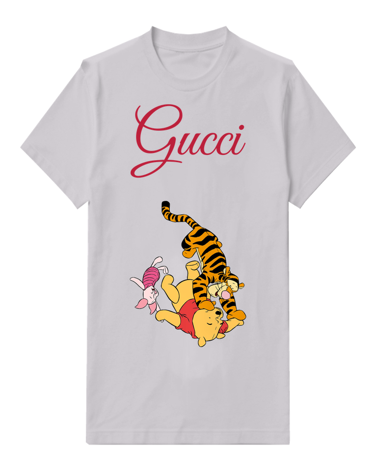Light Gray Tiger Bear And Rabbit Tumbling Together Graphic T-Shirt - front product view