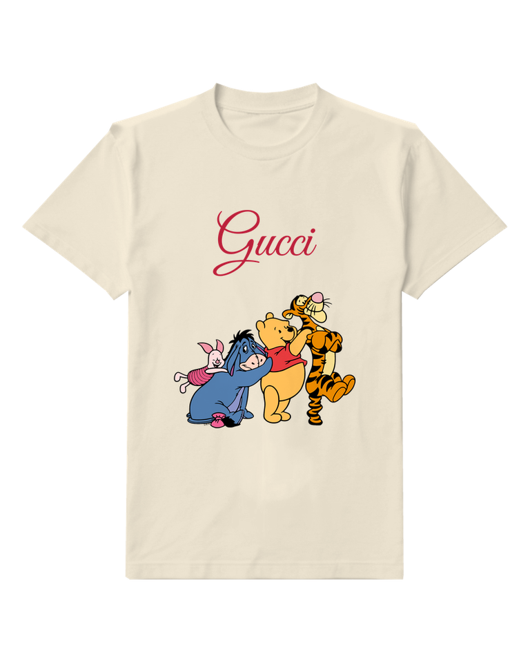 Ivory Pooh Piglet Eeyore Tigger In Line Graphic T-Shirt - front product view