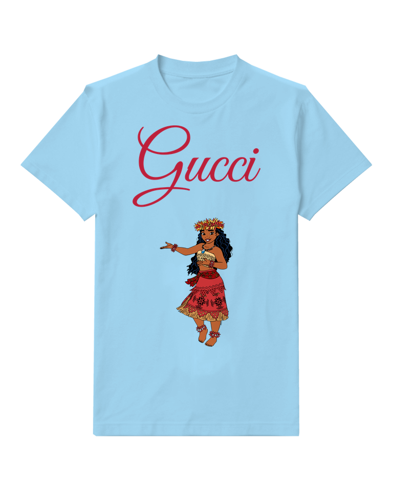 Sky Blue Island Dancer Red Patterned Skirt Graphic T-Shirt - front product view