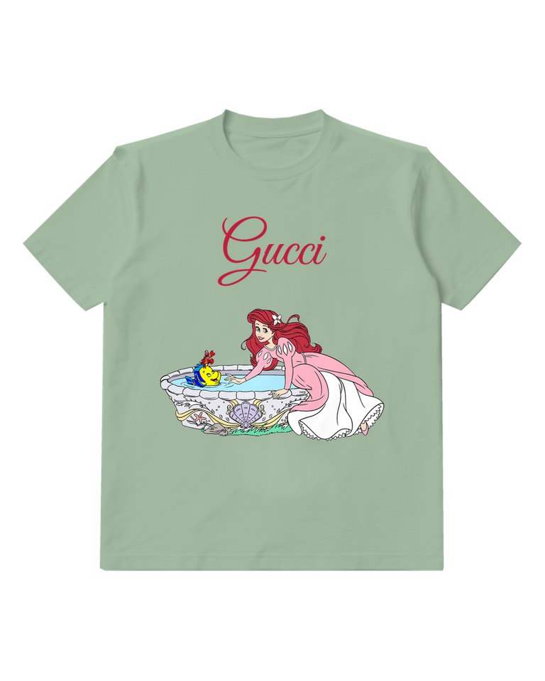 Sage Green Ariel Reaches For Fish In Pool Graphic T-Shirt - front product view