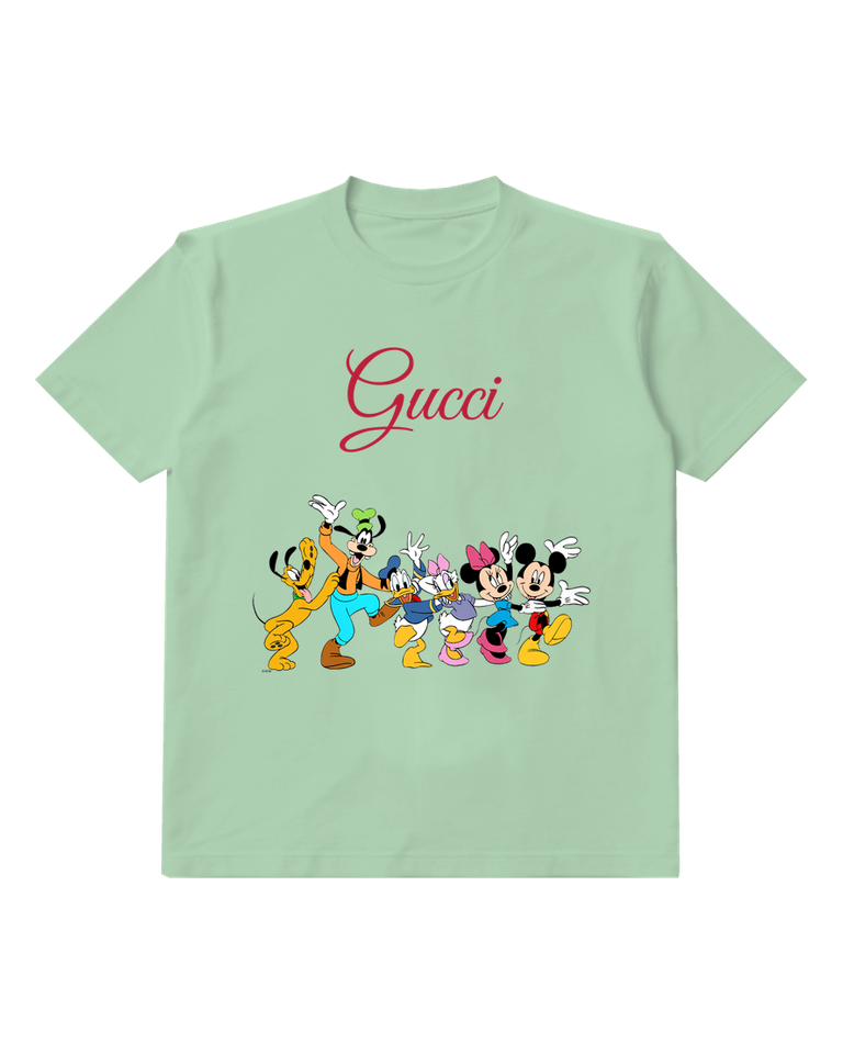 Sage Green Mickey Mouse Dancing With Friends Graphic T-Shirt - front product view