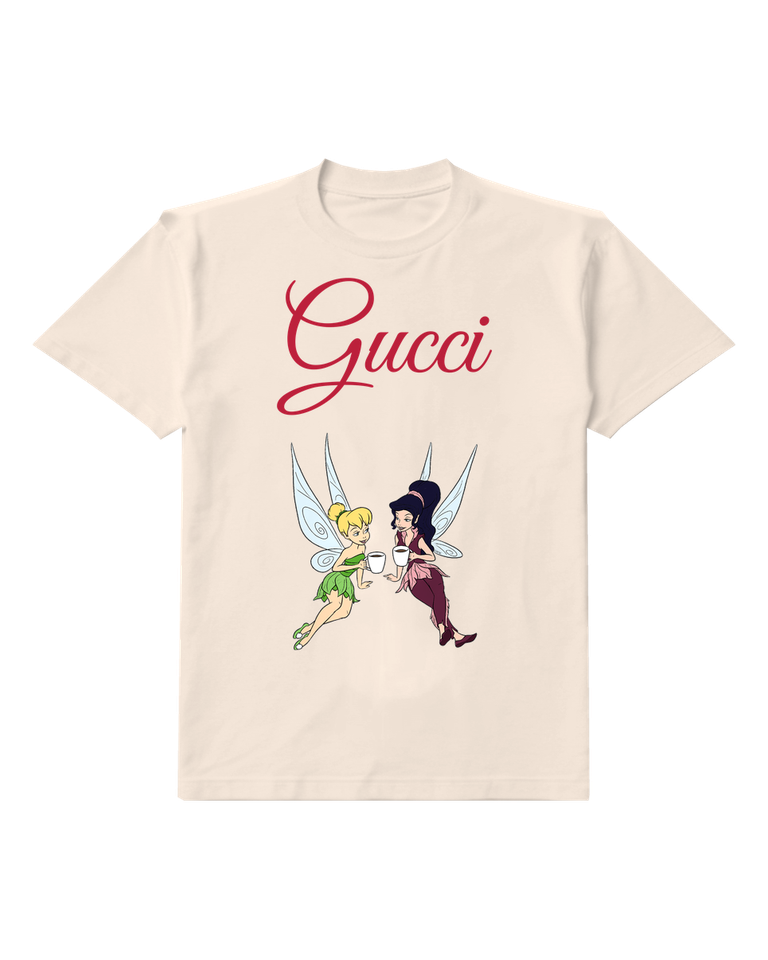 Ivory Two Fairies Facing Each Other Graphic T-Shirt - front product view