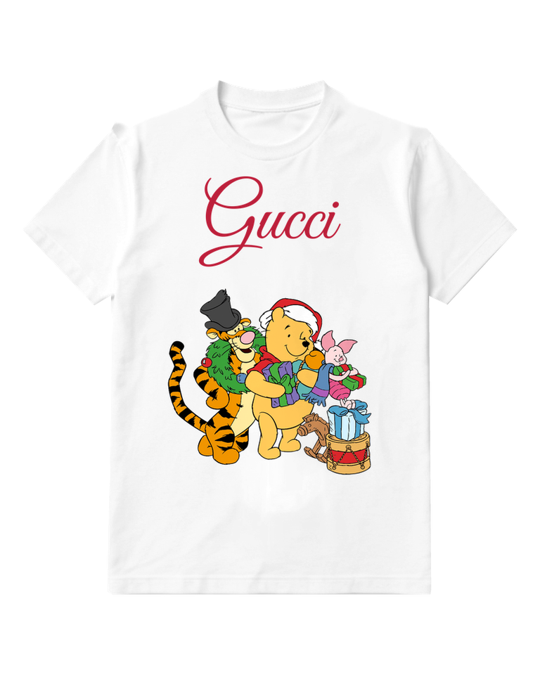 White Tiger Bear Pig In Festive Scene Graphic T-Shirt - front product view