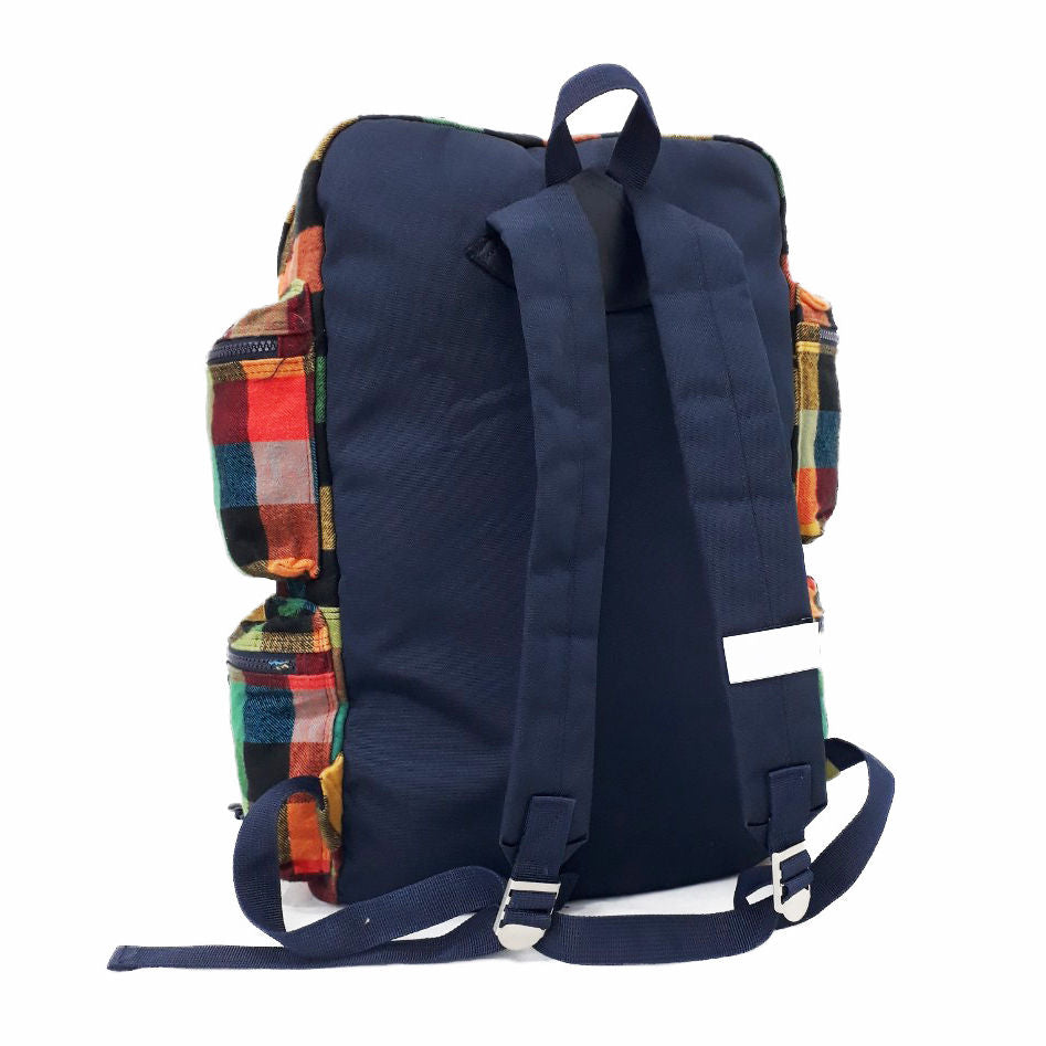 Multicolor Plaid Multi-Pocket Drawstring Fashion Daily Bag