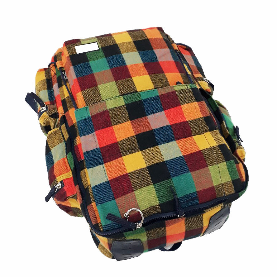 Multicolor Plaid Multi-Pocket Drawstring Fashion Daily Bag