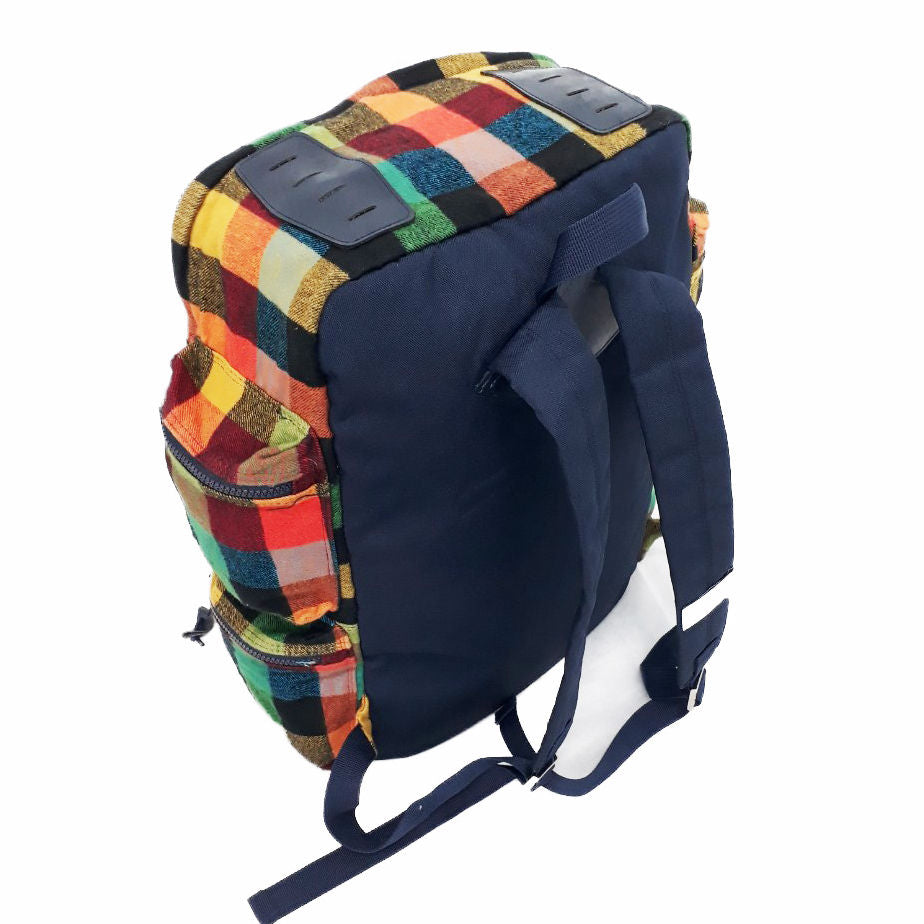 Multicolor Plaid Multi-Pocket Drawstring Fashion Daily Bag