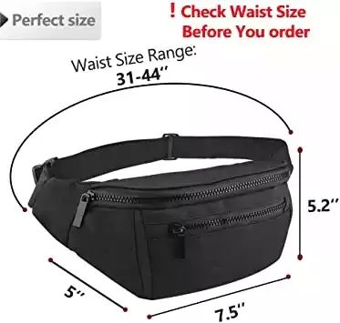 Multi-Color Solid Tone Dual-Zip Adjustable Strap Sports Daily Waist Bag
