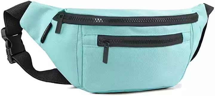 Multi-Color Solid Tone Dual-Zip Adjustable Strap Sports Daily Waist Bag