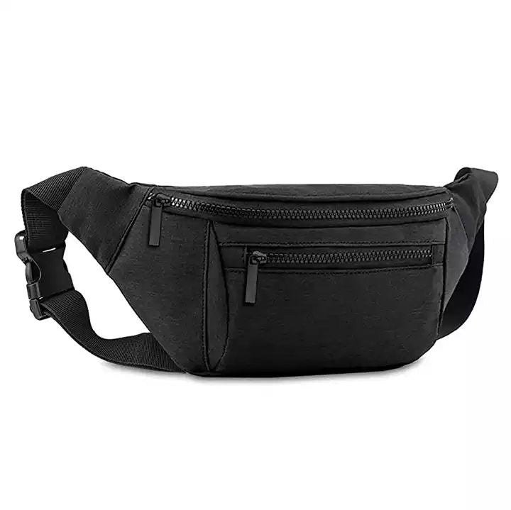 Multi-Color Solid Tone Dual-Zip Adjustable Strap Sports Daily Waist Bag