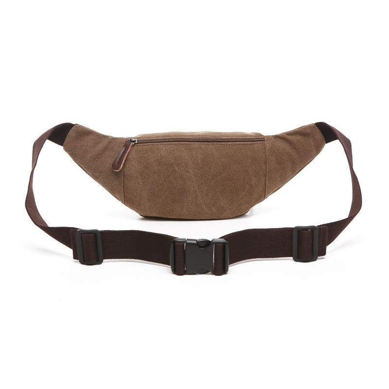 7 Inches Vintage Brown Leather Pull Tab Multi-Zip Adjustable Waist Daily Bag