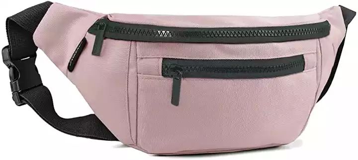 Multi-Color Solid Tone Dual-Zip Adjustable Strap Sports Daily Waist Bag