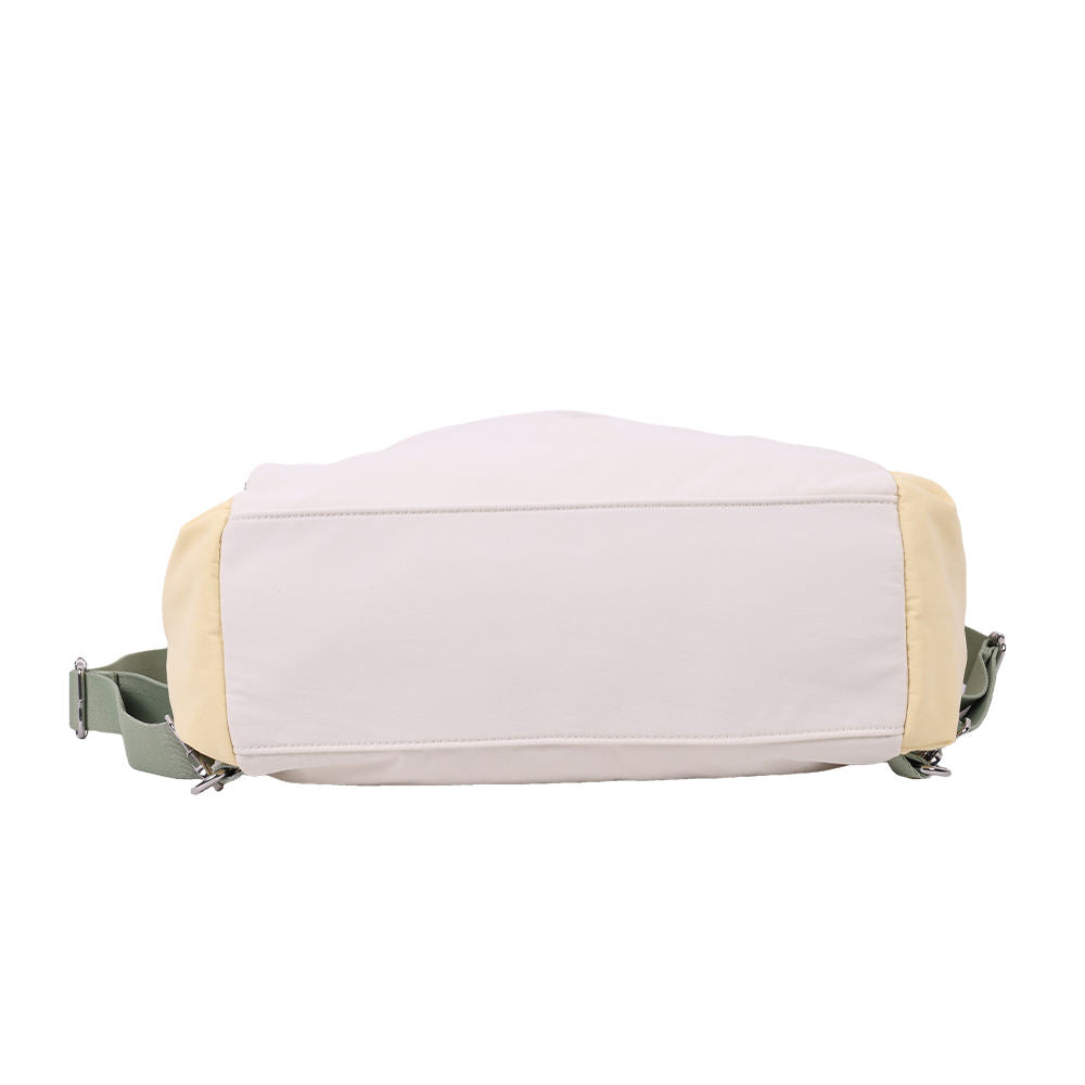 Cream Yellow Patchwork Adjustable Green Strap Large Capacity Hobo Daily Bag