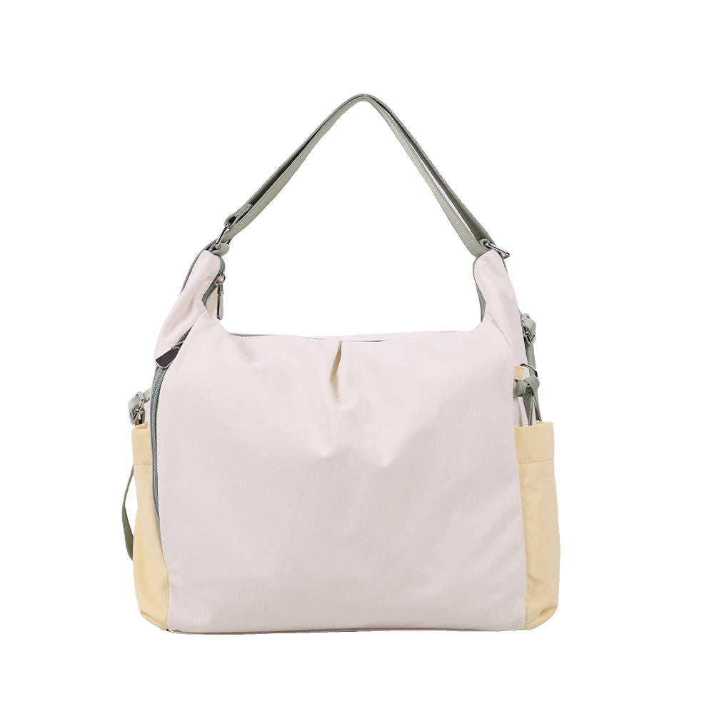 Cream Yellow Patchwork Adjustable Green Strap Large Capacity Hobo Daily Bag