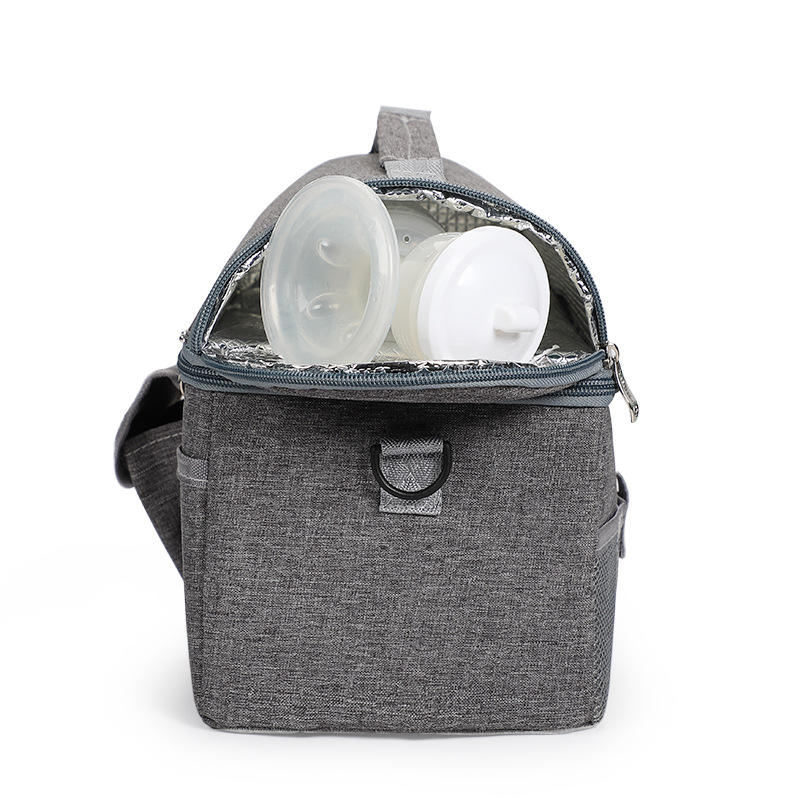 6 Inches Dark Grey Dual Zipper Multi-Pocket Portable Thermal Daily Bag