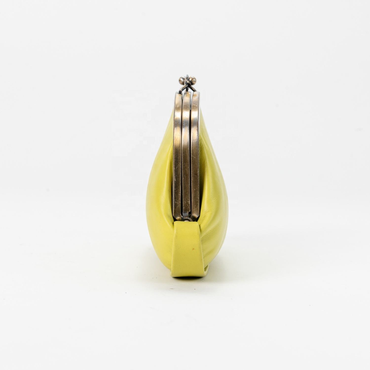 Bright Yellow Vintage Kiss Lock Metal Frame Mini Handheld Daily Bag