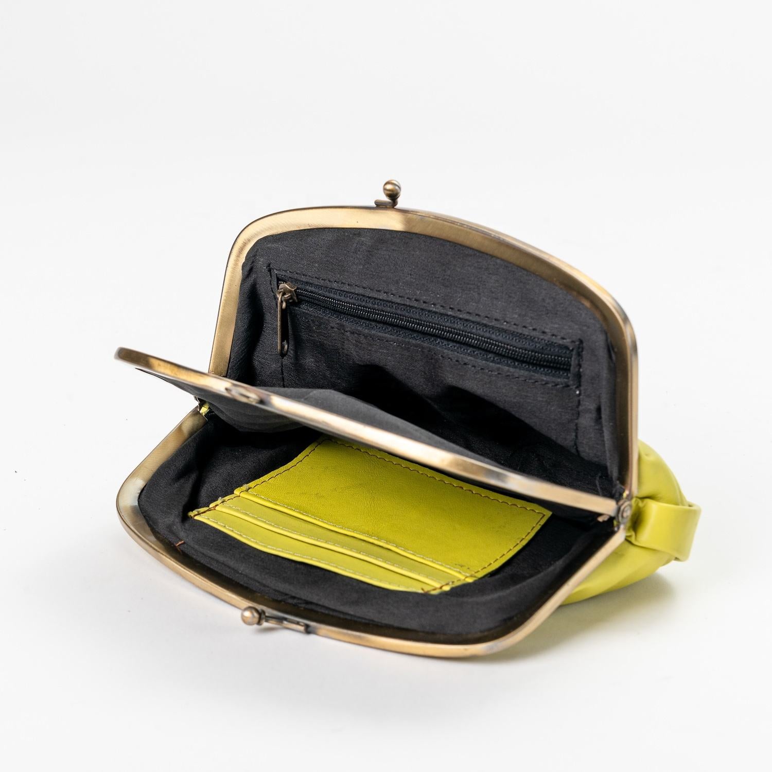 Bright Yellow Vintage Kiss Lock Metal Frame Mini Handheld Daily Bag