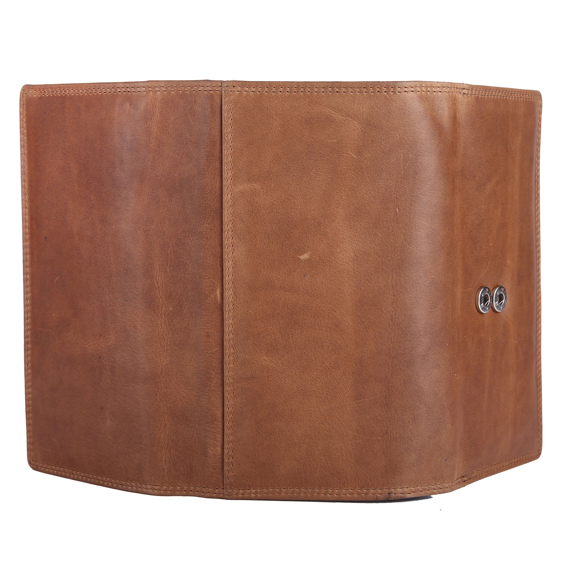 Vintage Brown Leather Trim Multi-Slot Long Foldable Daily Storage Bag