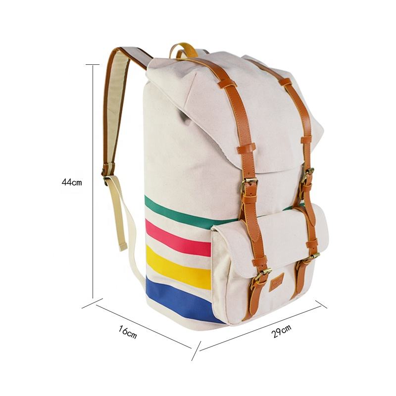 Cream White Rainbow Stripe Leather Strap Casual Daily Bag