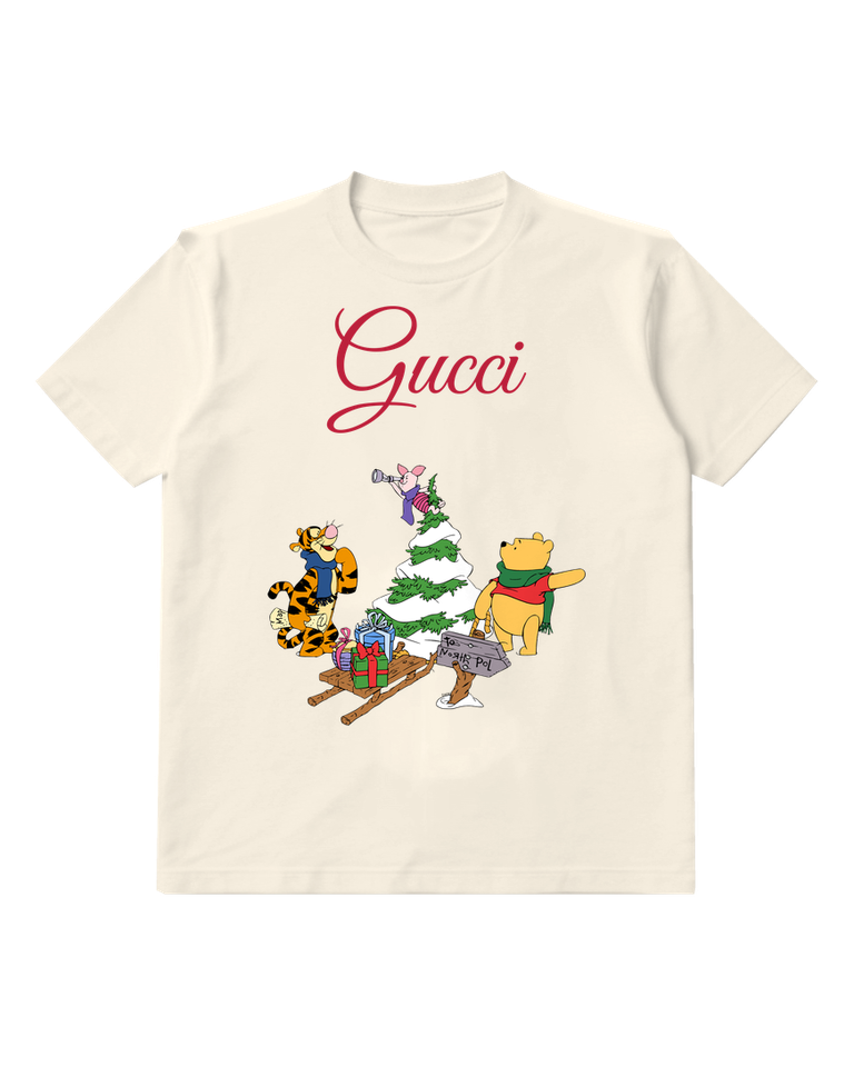 Ivory Winnie The Pooh Standing Beside Tree Graphic T-Shirt - front product view