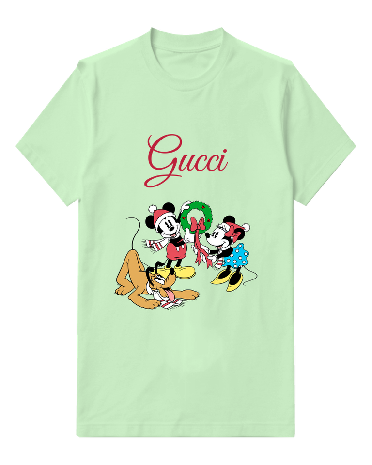 Sage Green Mickey Mouse Holding Wreath Graphic T-Shirt - front product view