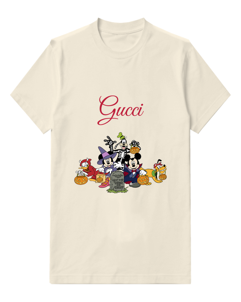 Ivory Mickey And Minnie In Halloween Costumes Graphic T-Shirt - front product view