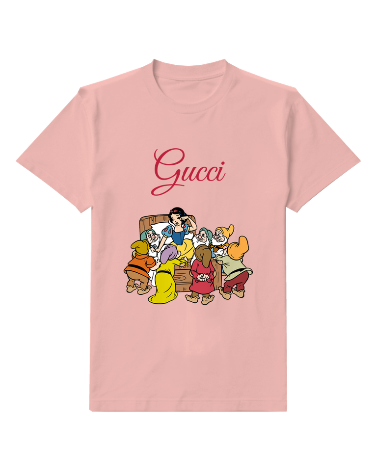 Blush Pink Snow White Bedridden Surrounded By Dwarfs Graphic T-Shirt - front product view