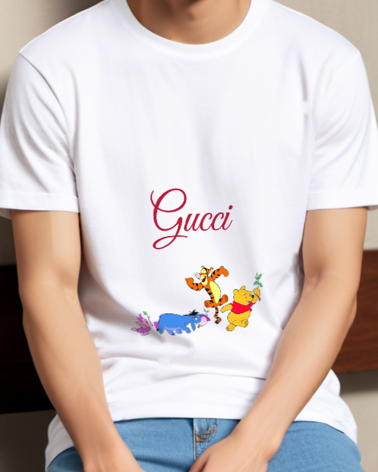 White Tiger Leaps Joyfully Above Others Graphic T-Shirt - model wearing view