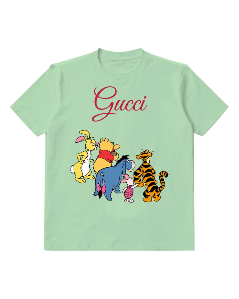 Sage Green Pooh Eeyore Piglet Tigger Rabbit Graphic T-Shirt - front product view
