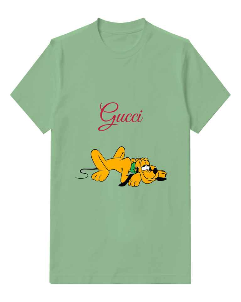 Sage Green Golden Dog Flat On Belly Graphic T-Shirt - front product view