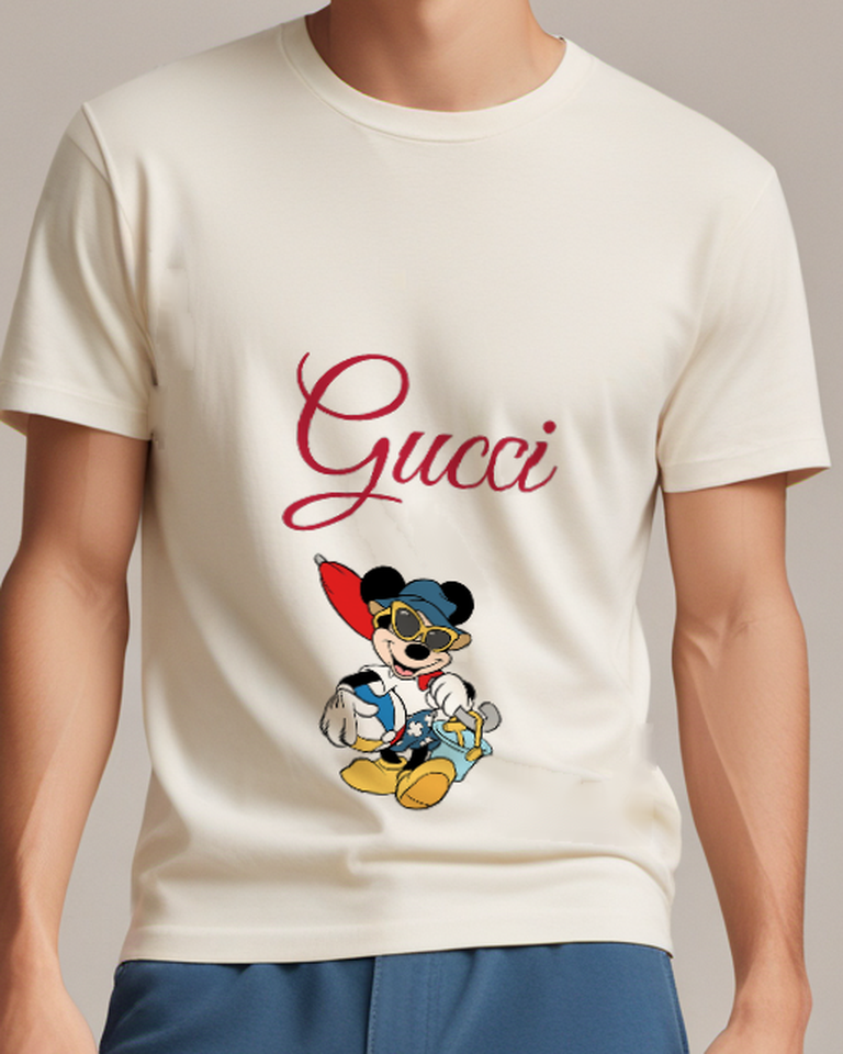 Ivory Mouse Seated Art Supplies Graphic T-Shirt - model wearing view