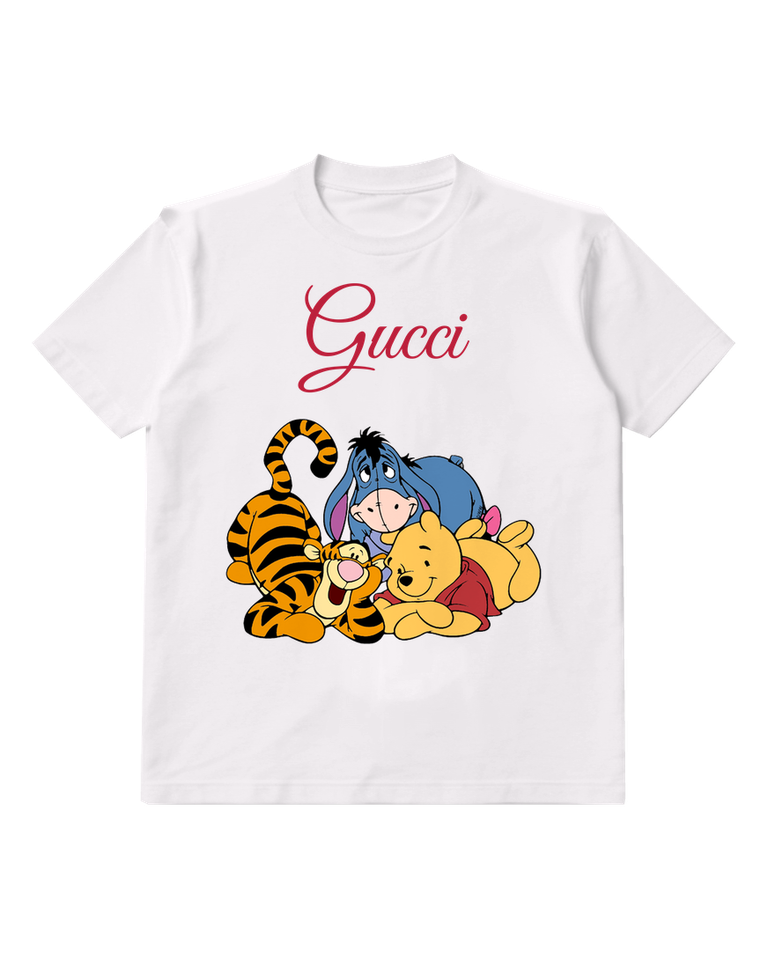 White Pooh Tigger And Eeyore Together Graphic T-Shirt - front product view