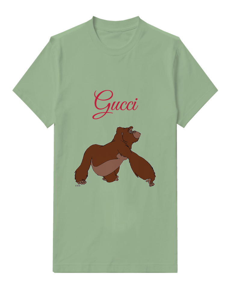 Sage Green Brown Gorilla Walking Knuckles Graphic T-Shirt - front product view