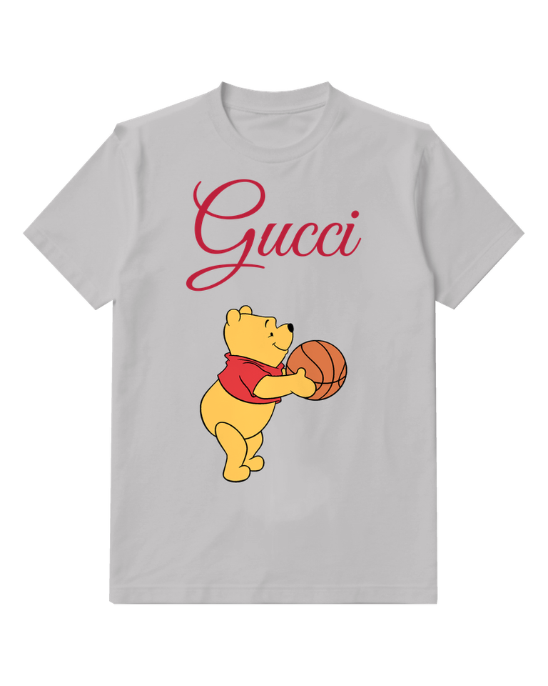Light Gray Bear Orange Basketball Graphic T-Shirt - front product view