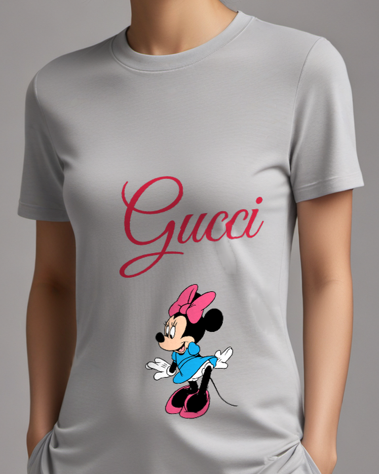 Gray Mouse Blue Shirt Welcome Hands Graphic T-Shirt - model wearing view