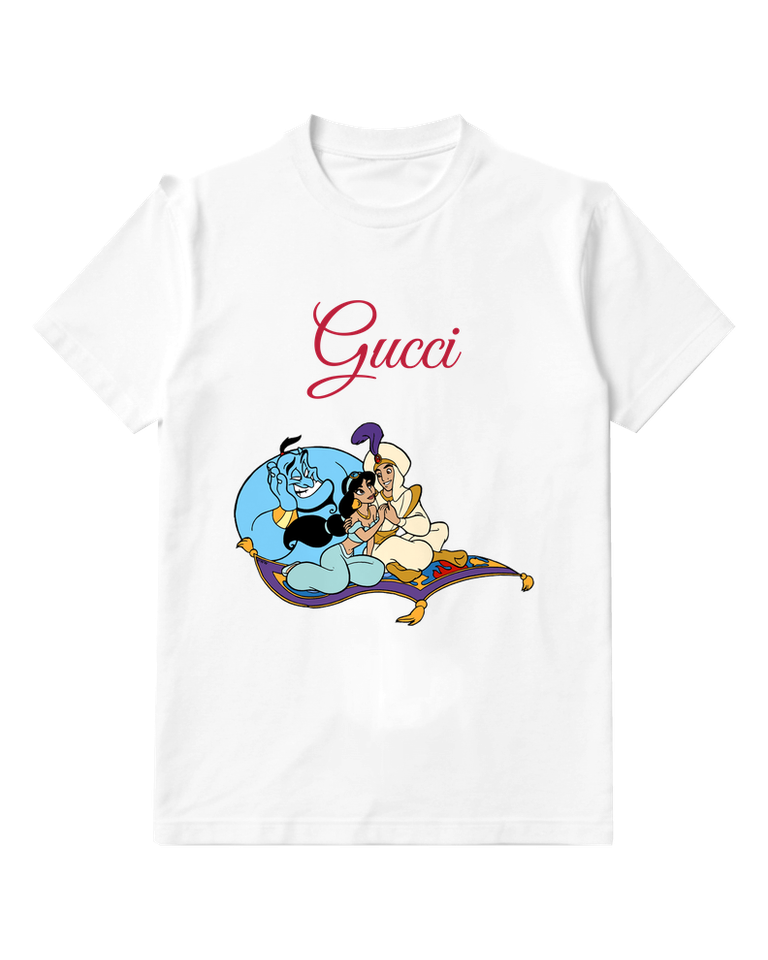White Aladdin Jasmine Genie On Magic Carpet Graphic T-Shirt - front product view