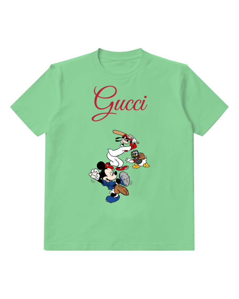 Sage Green Mickey Mouse Baseball Play Graphic T-Shirt - front product view
