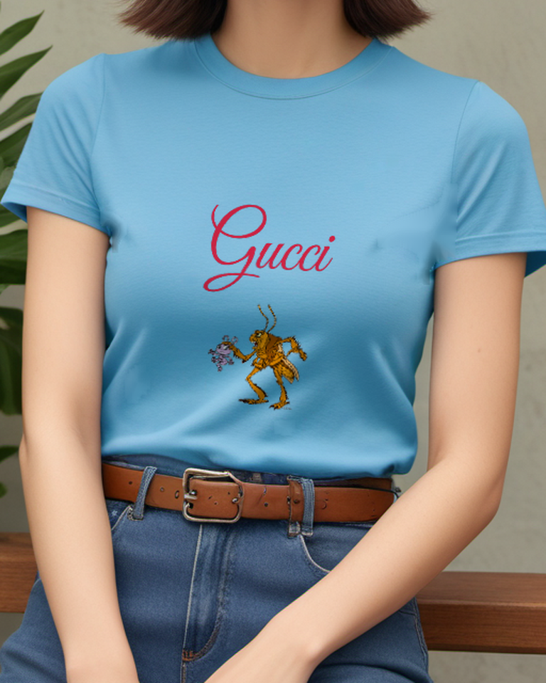 Sky Blue Character Design 10955 Graphic T-Shirt - model wearing view
