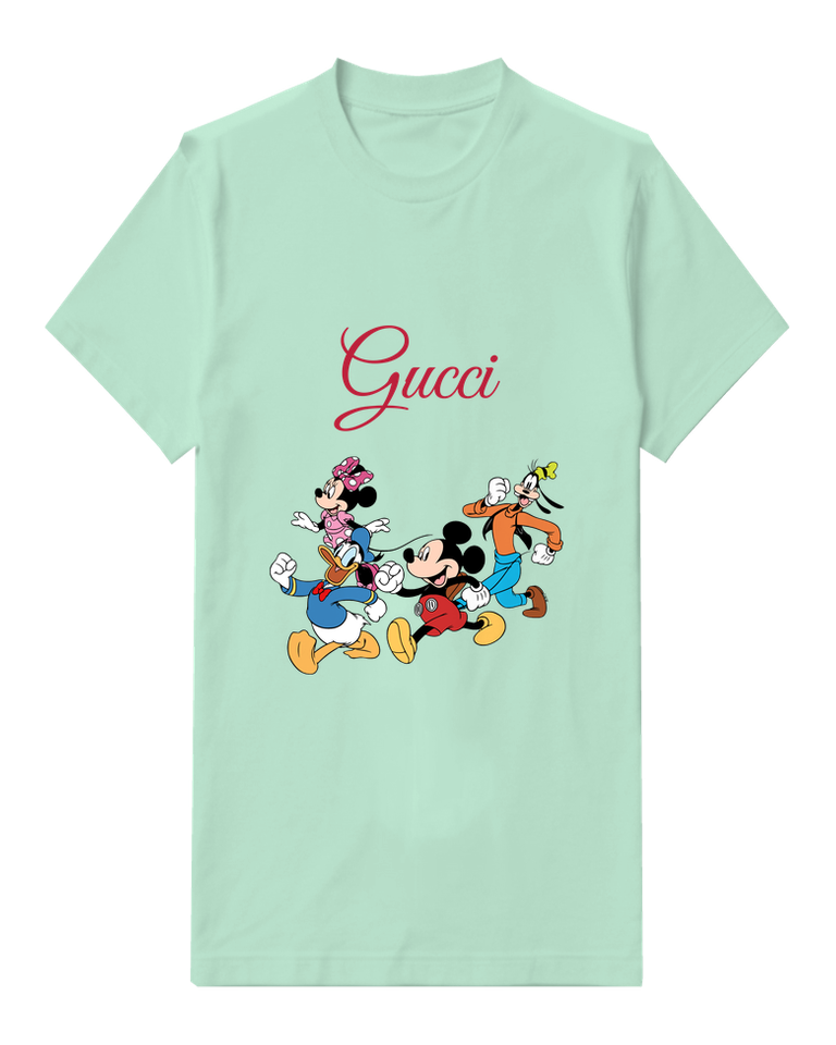Sage Green Mickey Mouse Running With Friends Graphic T-Shirt - front product view