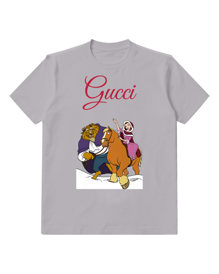 Gray Beast And Belle On Horseback Graphic T-Shirt - front product view