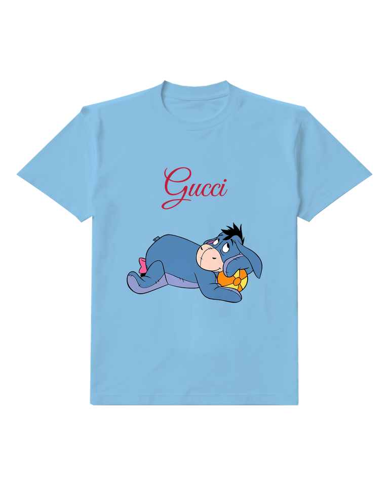 Sky Blue Blue Donkey Curled Sleeping Pose Graphic T-Shirt - front product view