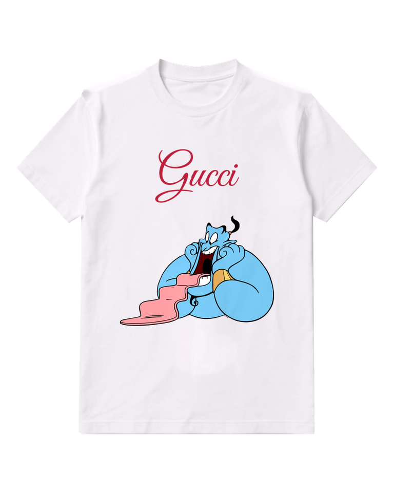 White Blue Genie Pink Cloud Graphic T-Shirt - front product view