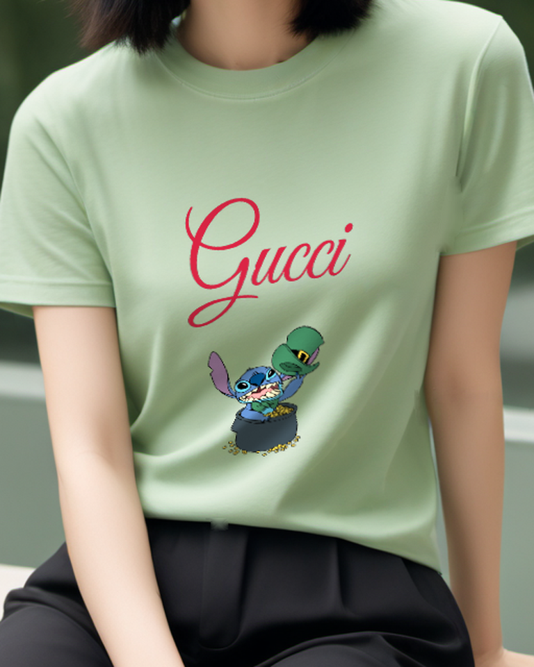 Sage Green Blue Creature Green Hat Cauldron Graphic T-Shirt - model wearing view