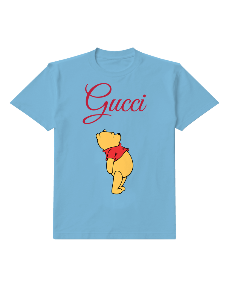 Dusty Blue Bear Back View Red Shirt Graphic T-Shirt - front product view