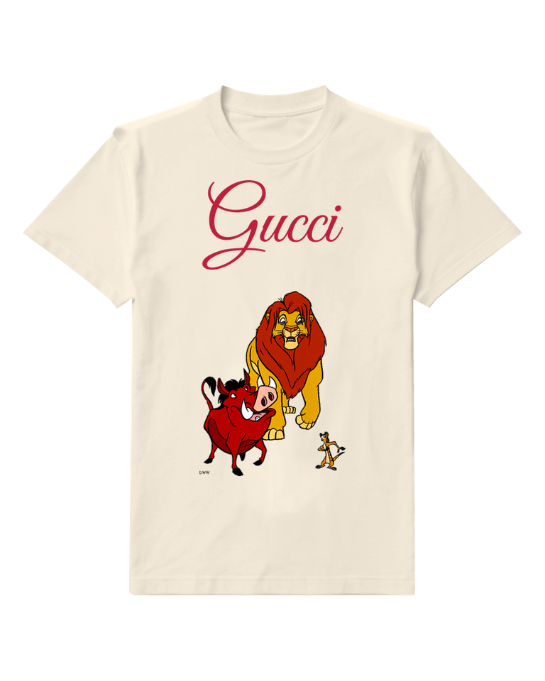 Ivory Lion Pig And Meerkat In Dynamic Stance Graphic T-Shirt - front product view