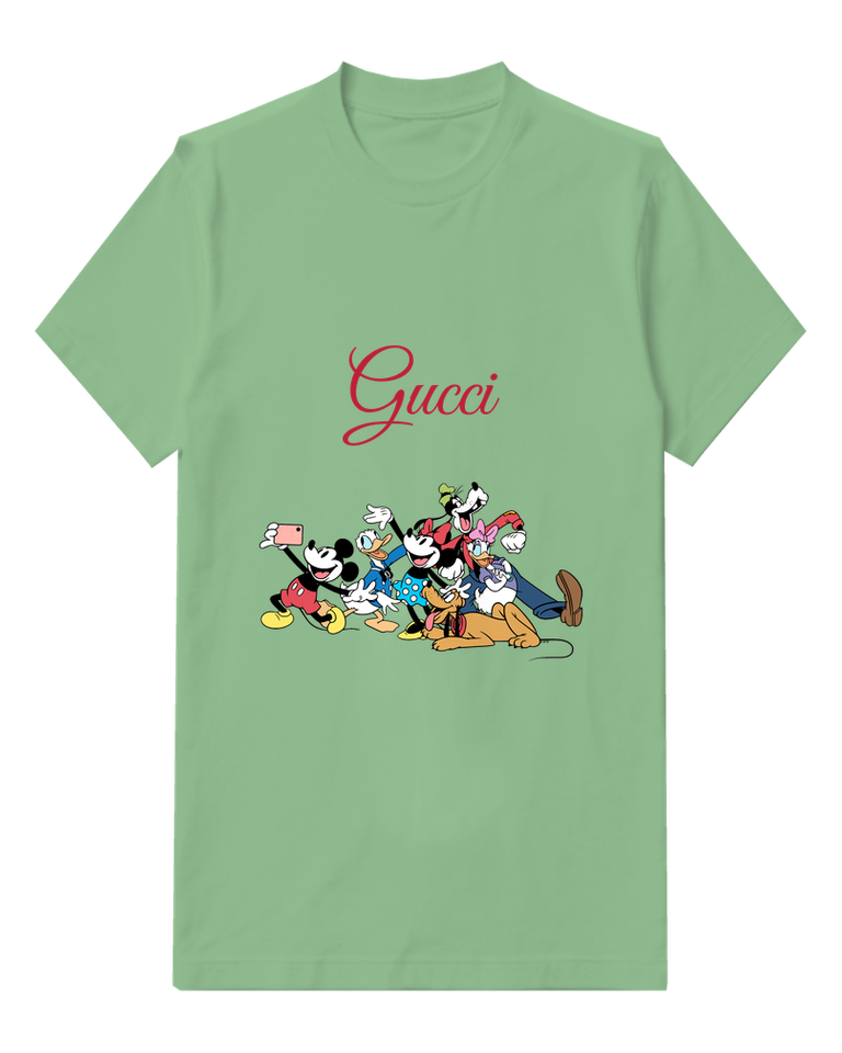 Sage Green Mickey Mouse Taking Selfie Graphic T-Shirt - front product view
