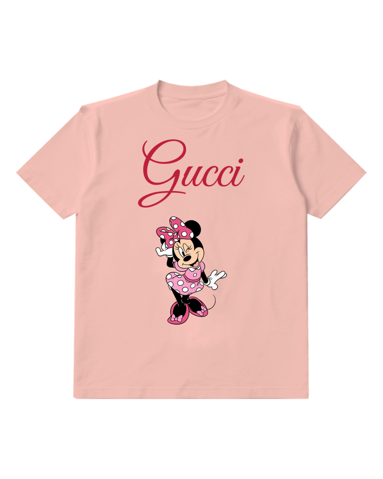 Blush Pink Mouse Pink Dotted Outfit Graphic T-Shirt - front product view